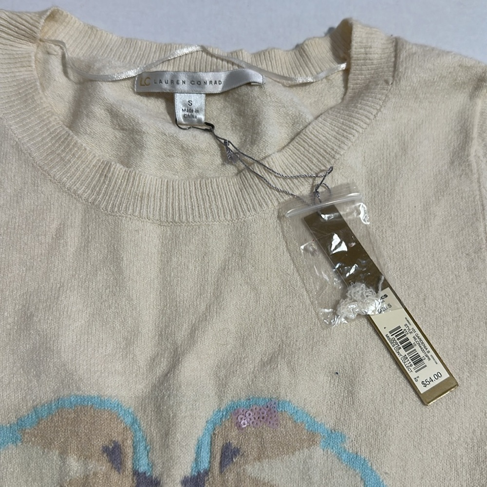 Lauren Conrad Bird Embellished Cream Sweater - Picture 2 of 7